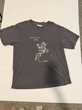 Lonely Ghost You Feel Like Home Boxy Tee 2X Gray Acid Wash Graphic